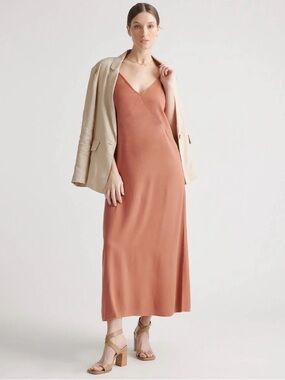 NWOT Quince Vintage Wash Tencel Maxi Slip Dress in Terracotta